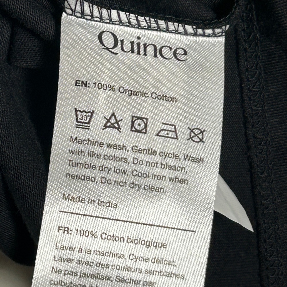 Quince Black 100% Organic Cotton Short Sleeve Crew Neck T-Shirt Women Size Large - Picture 4 of 4